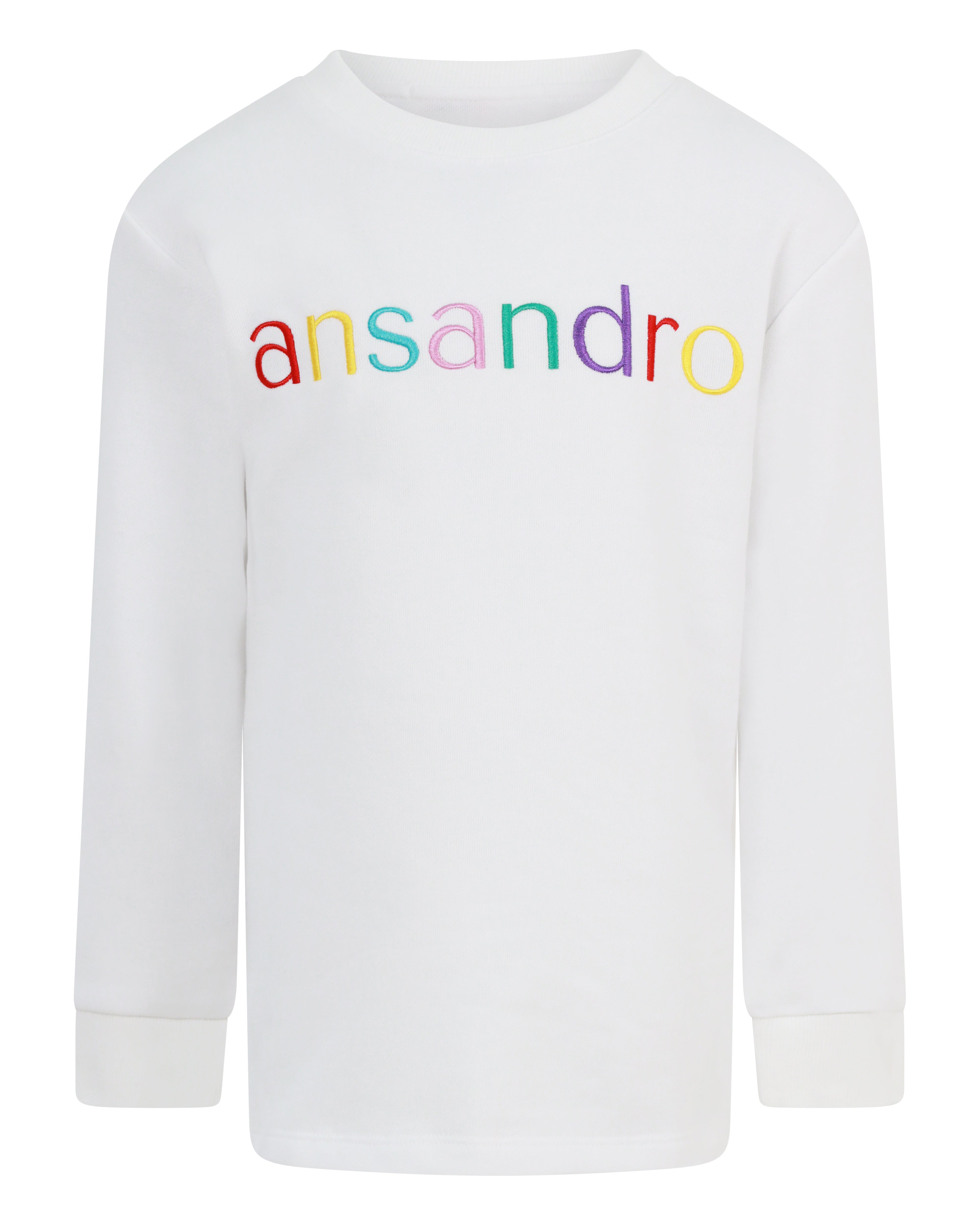 White lightweight sweatshirt for kids - 100% cotton with colourful embroidered branding