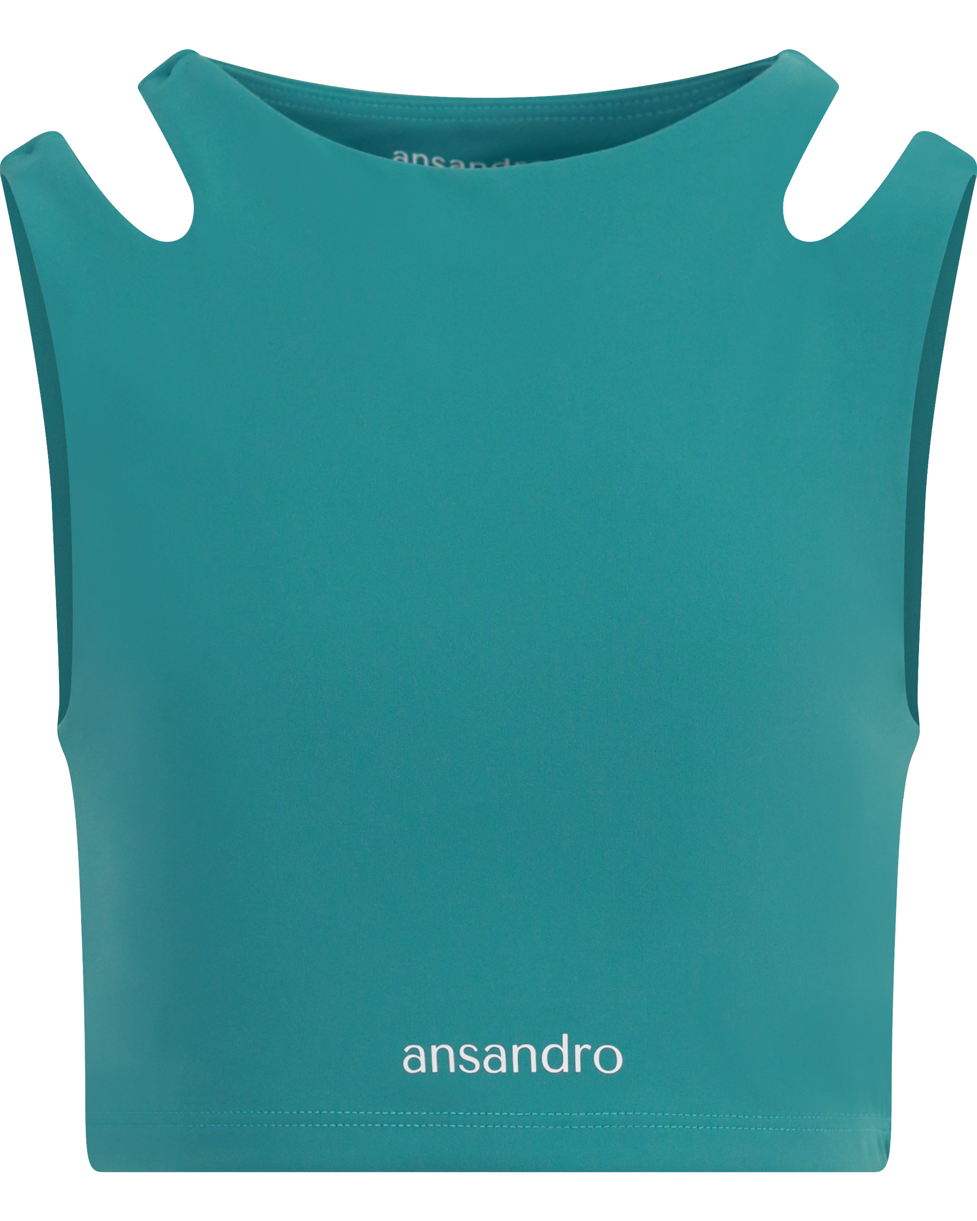 Two-strap cropped girls' tank top for sports, dance, and everyday wear - Teal Front View