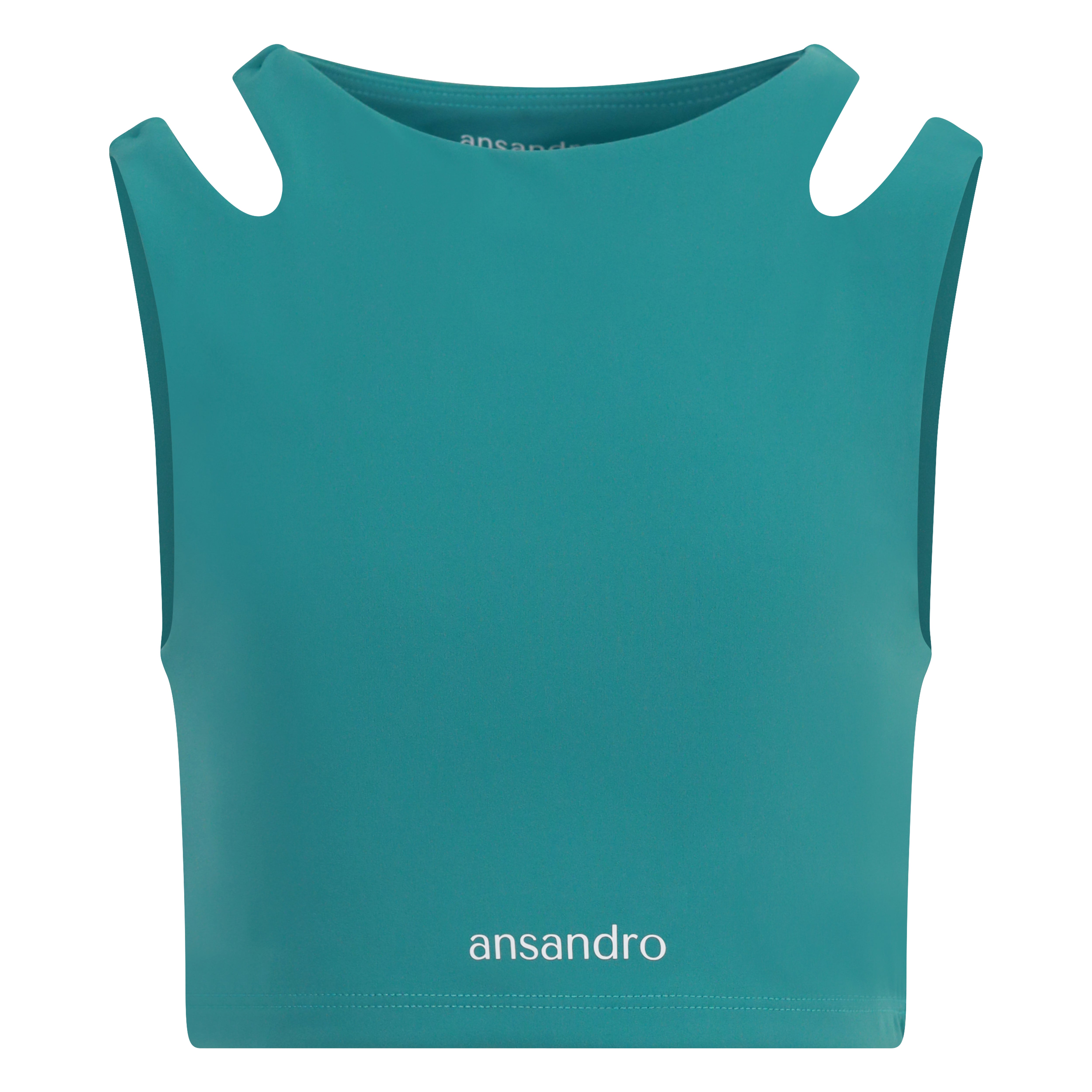 Two-strap cropped girls' tank top for sports, dance, and everyday wear - Teal Front View