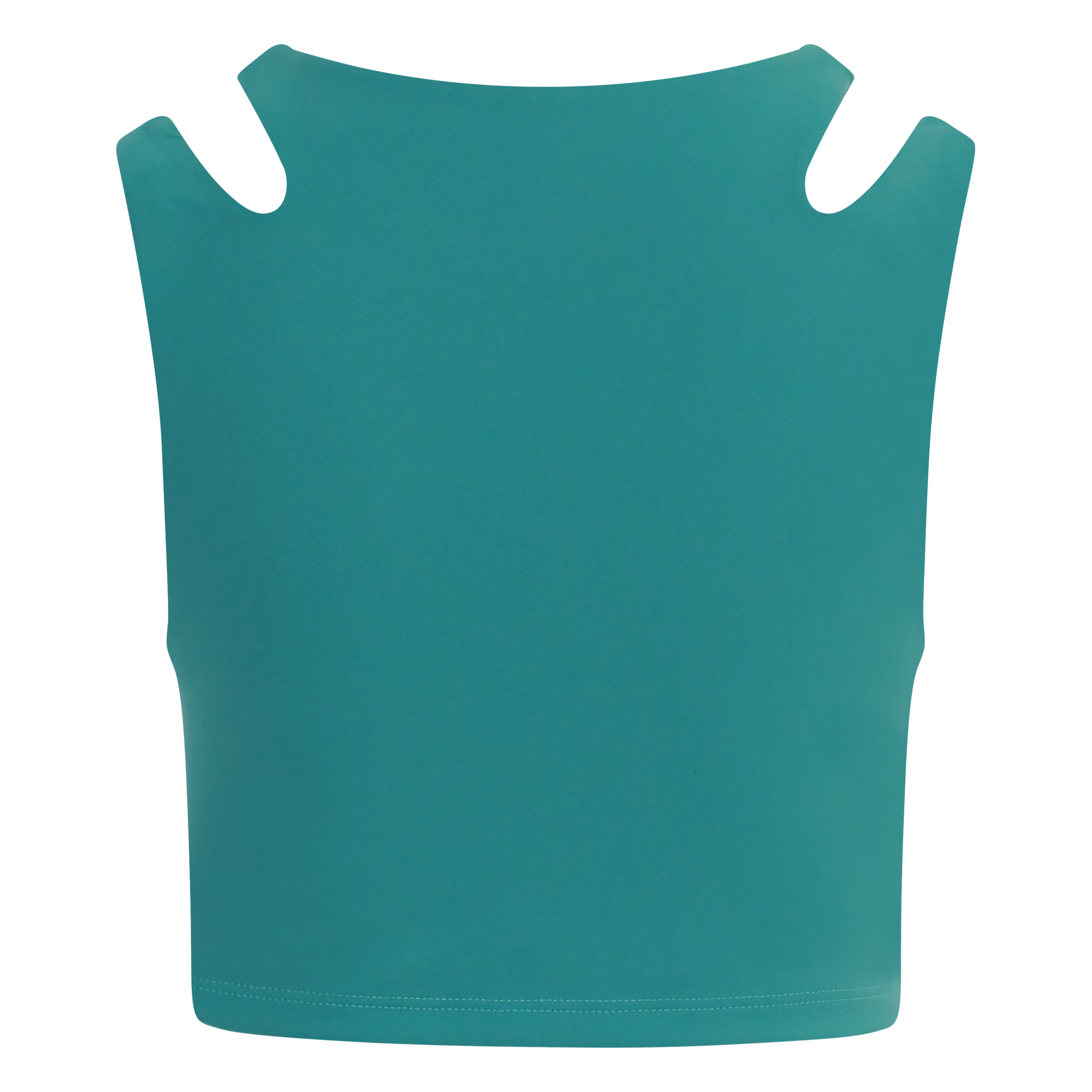 Two-strap cropped girls' tank top for sports, dance, and everyday wear - Teal Back View