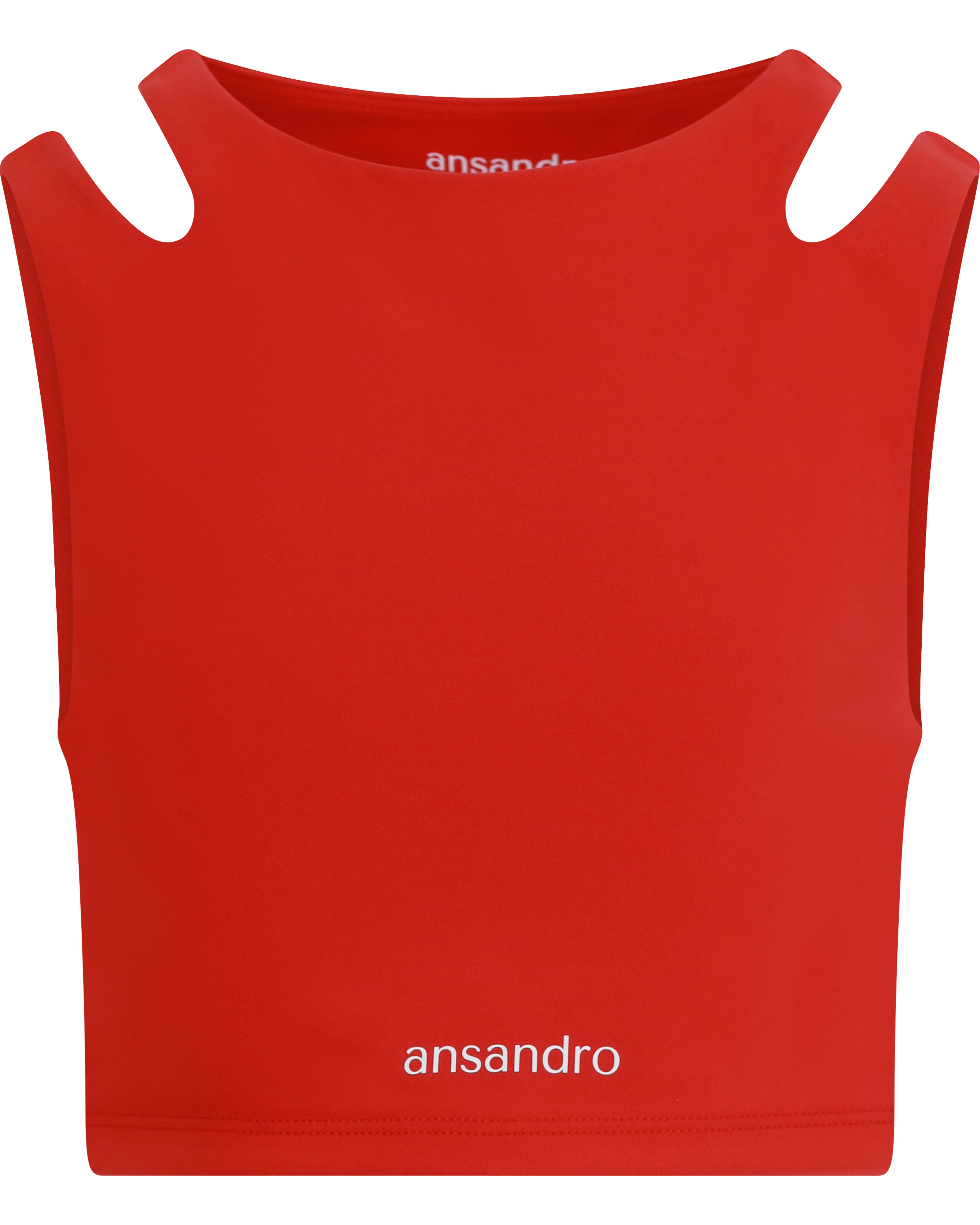 Two-strap cropped girls' tank top for sports, dance, and everyday wear - Red Front View