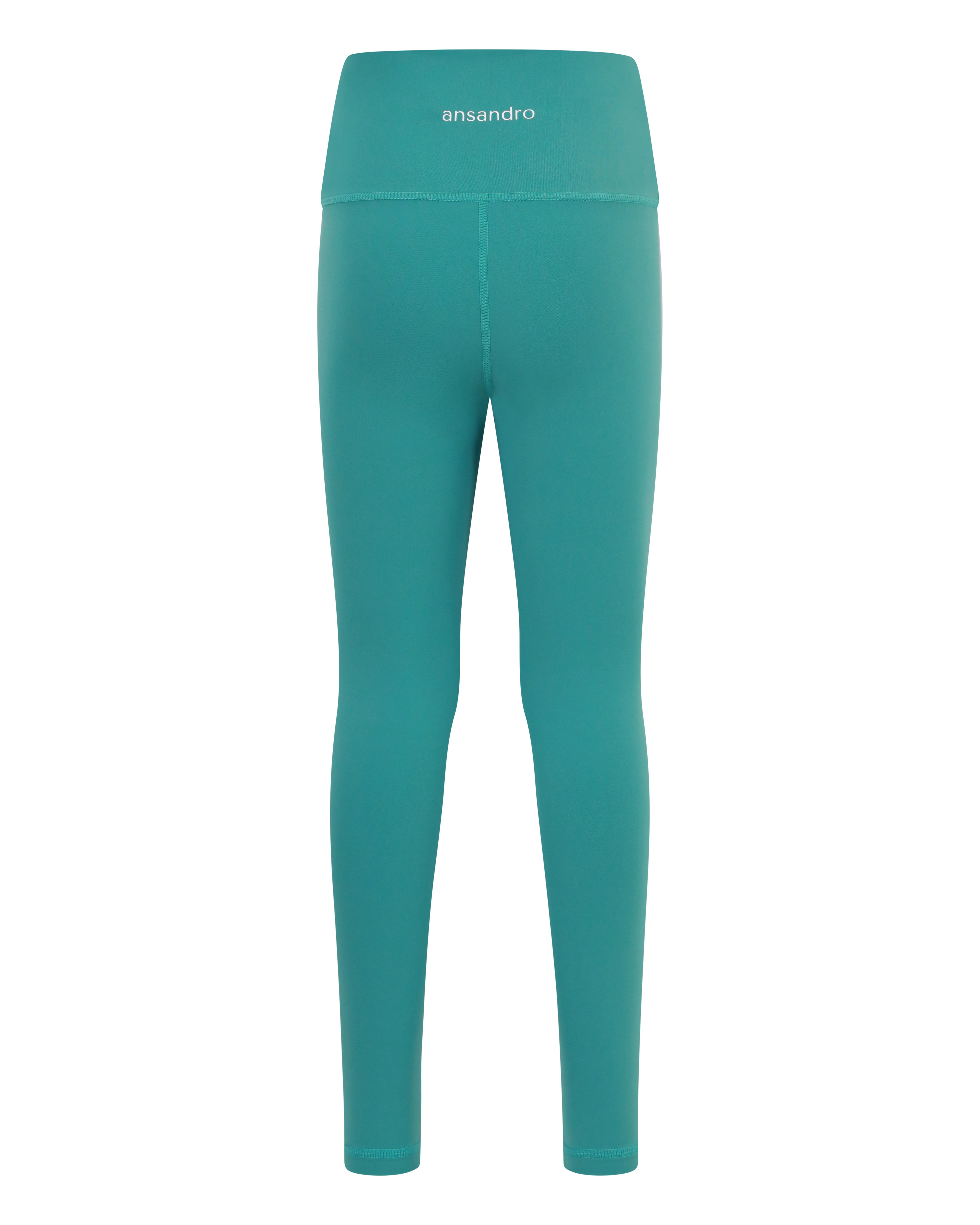 Durable high-waisted leggings for gymnastics, dance, and everyday adventures in Teal back view