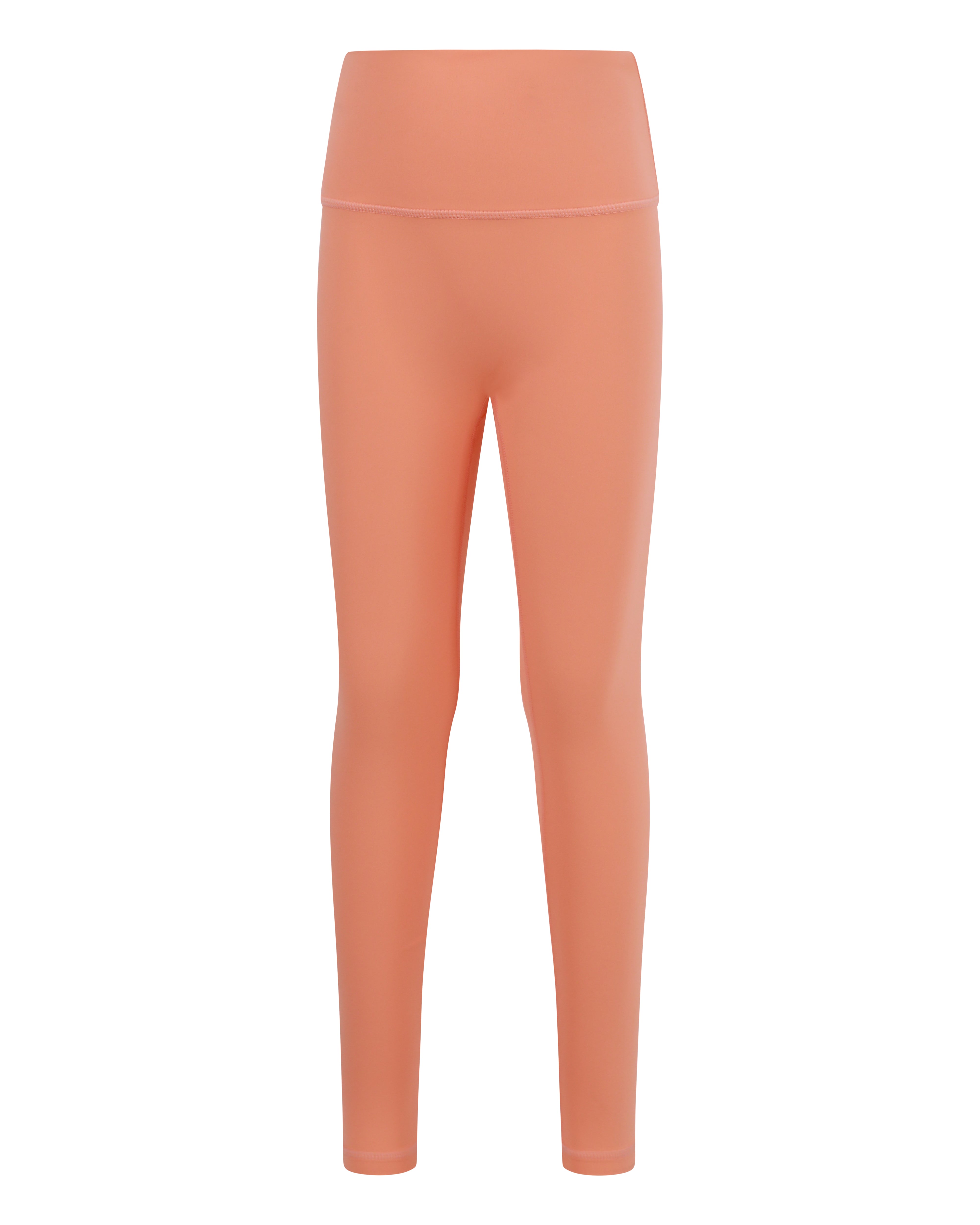 High-waisted leggings for active kids girls aged 5-14 - comfortable and versatile - orange front view