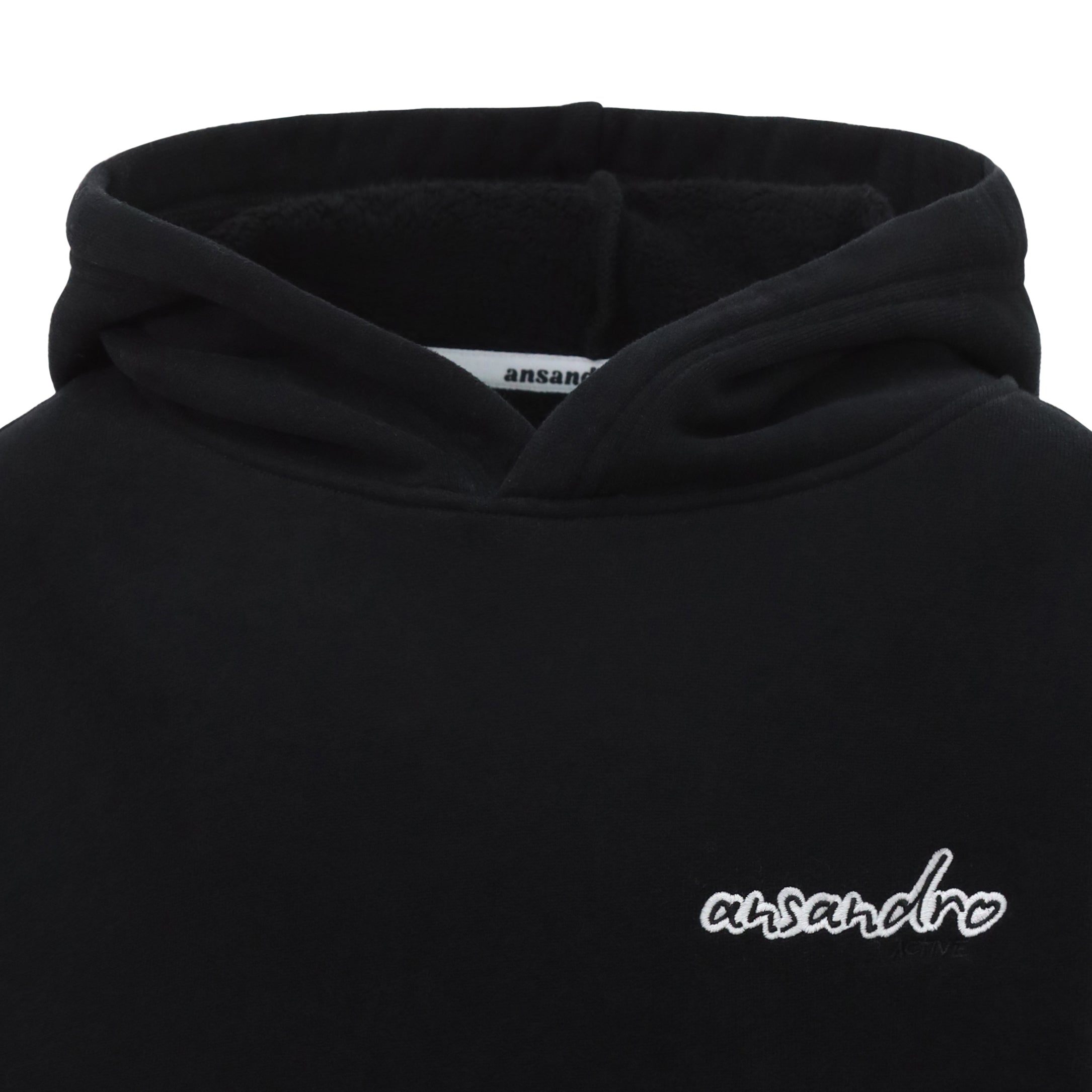 100% cotton black hoodie for kids - embroidered branding and detail - font view - girls activewear - chest branding