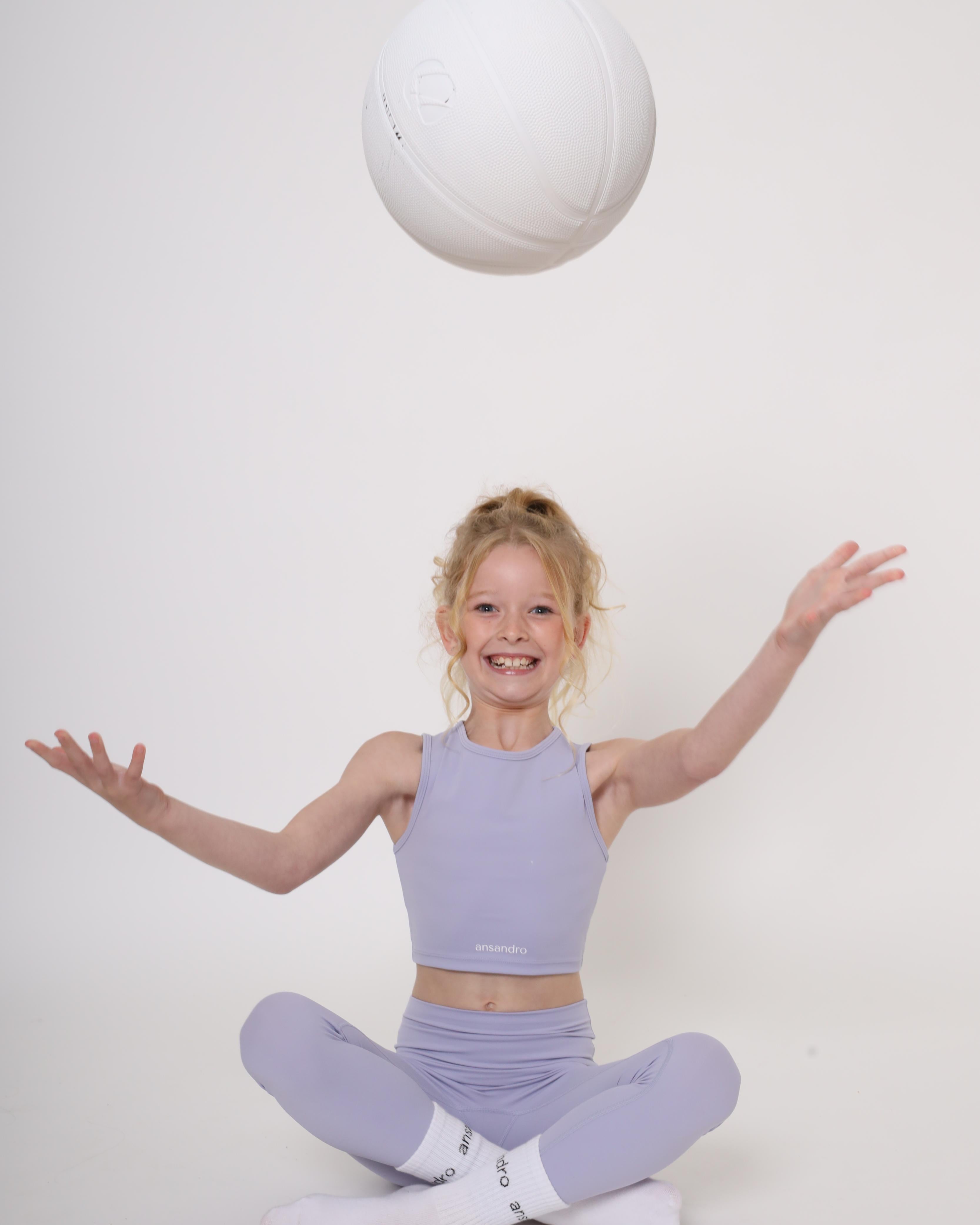 Cropped lilac tank top for girls - premium activewear for movement - athleisure for girls - lilac high-waisted leggings and tank