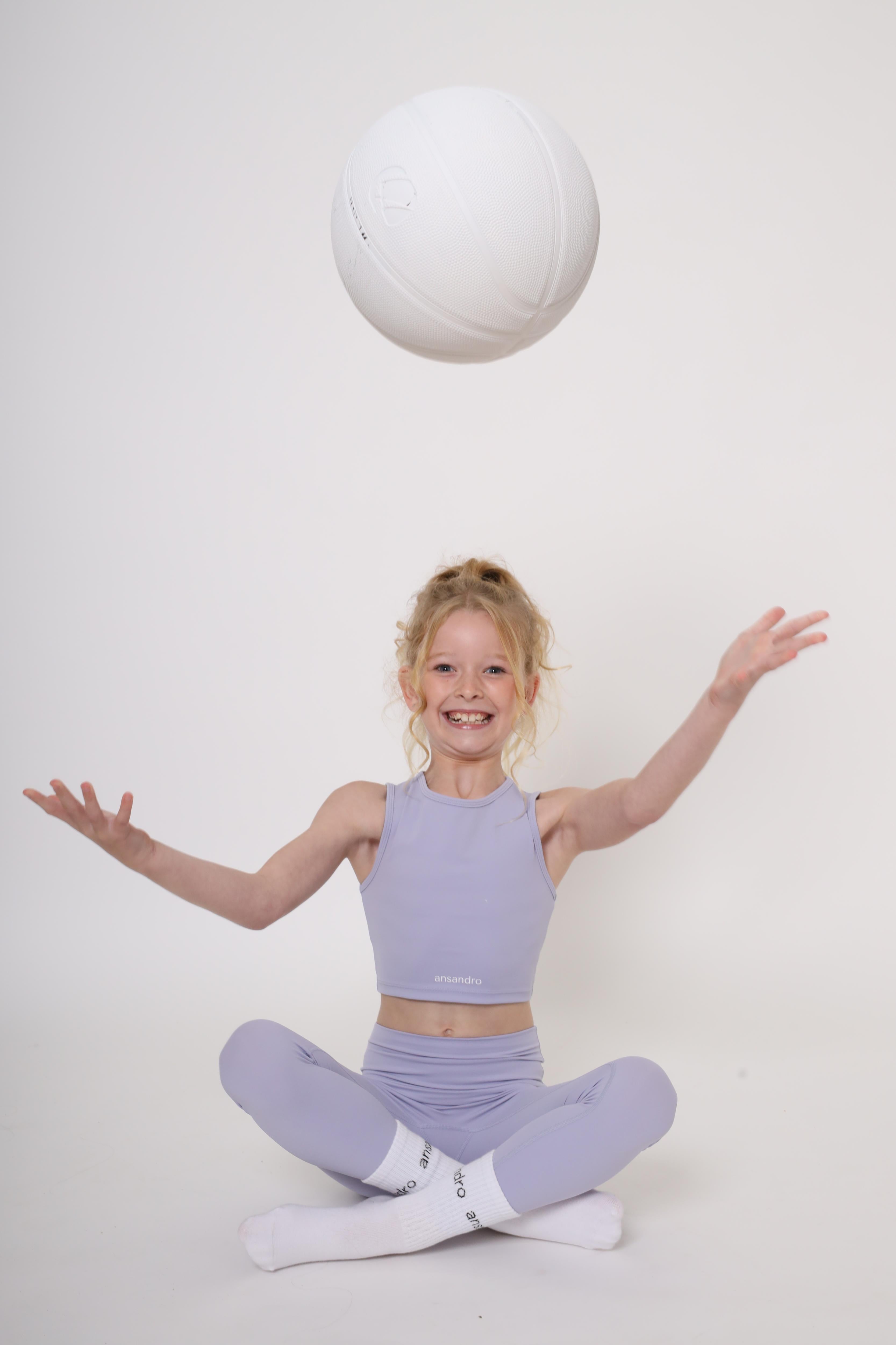 Cropped lilac tank top for girls - premium activewear for movement - athleisure for girls - lilac high-waisted leggings and tank