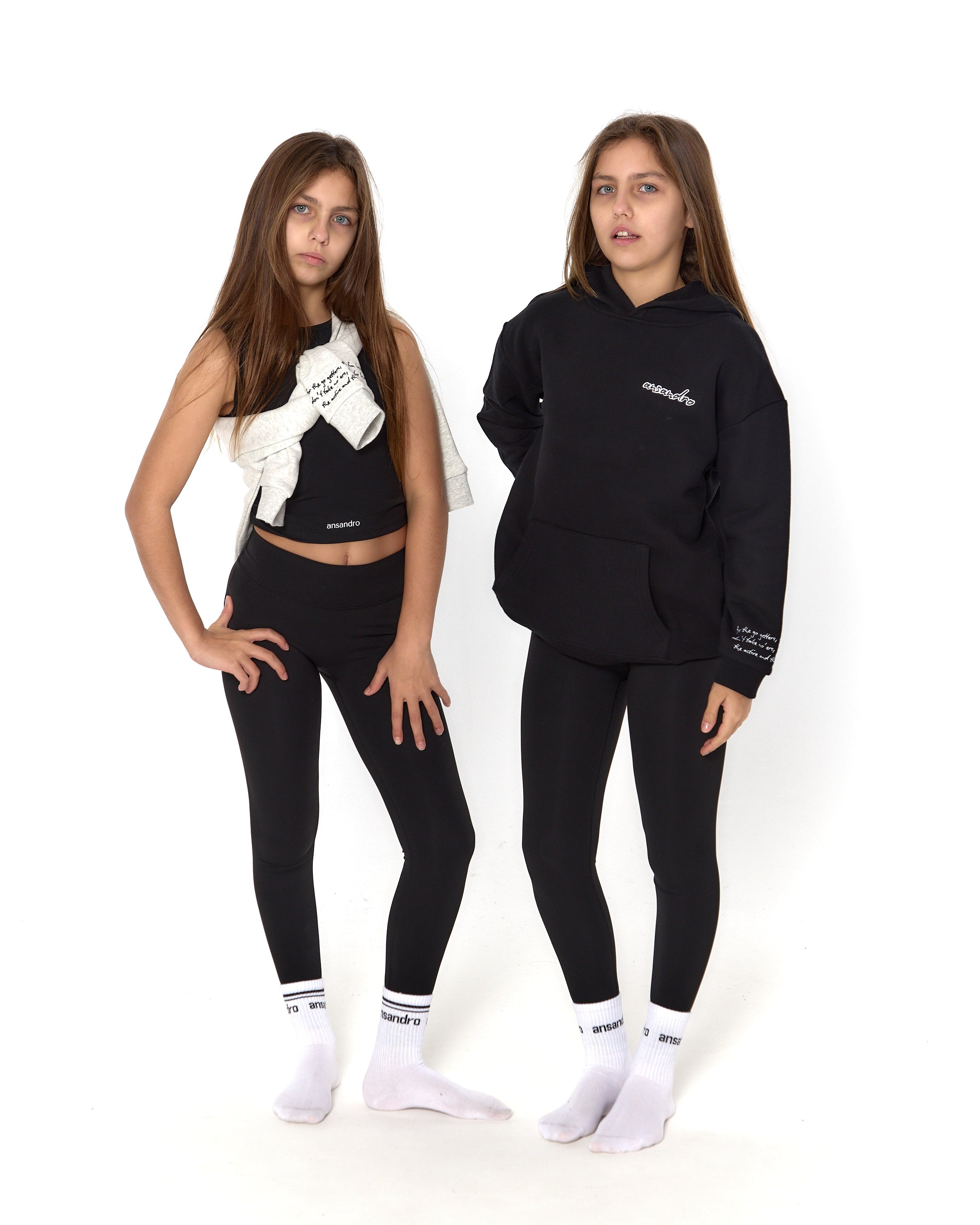 Black high-waisted leggings for kids - premium activewear for comfort and style. Girls athleisure.