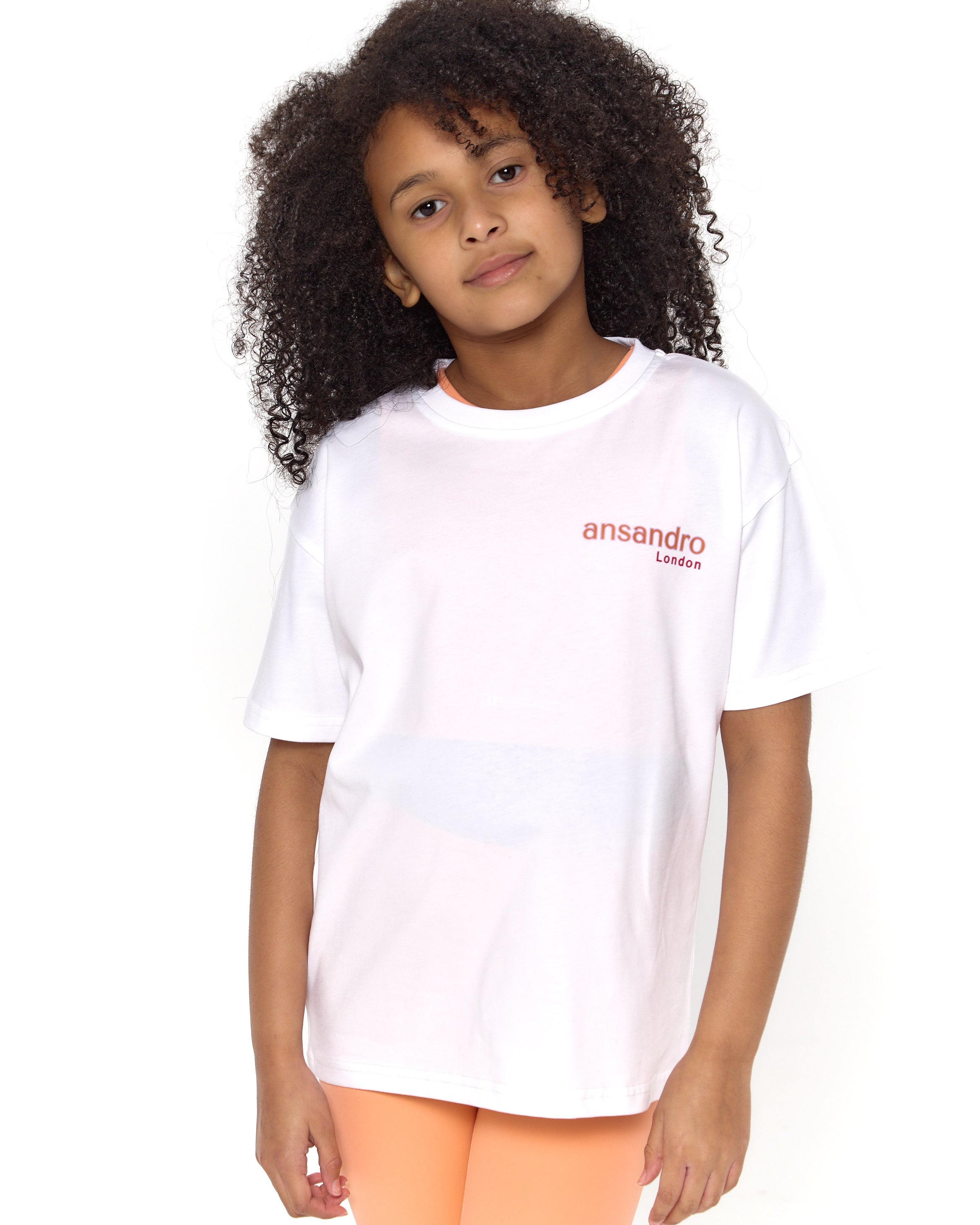 High-waisted leggings for active kids girls aged 5-14 - comfortable and versatile - orange with 100% cotton branded tshirt