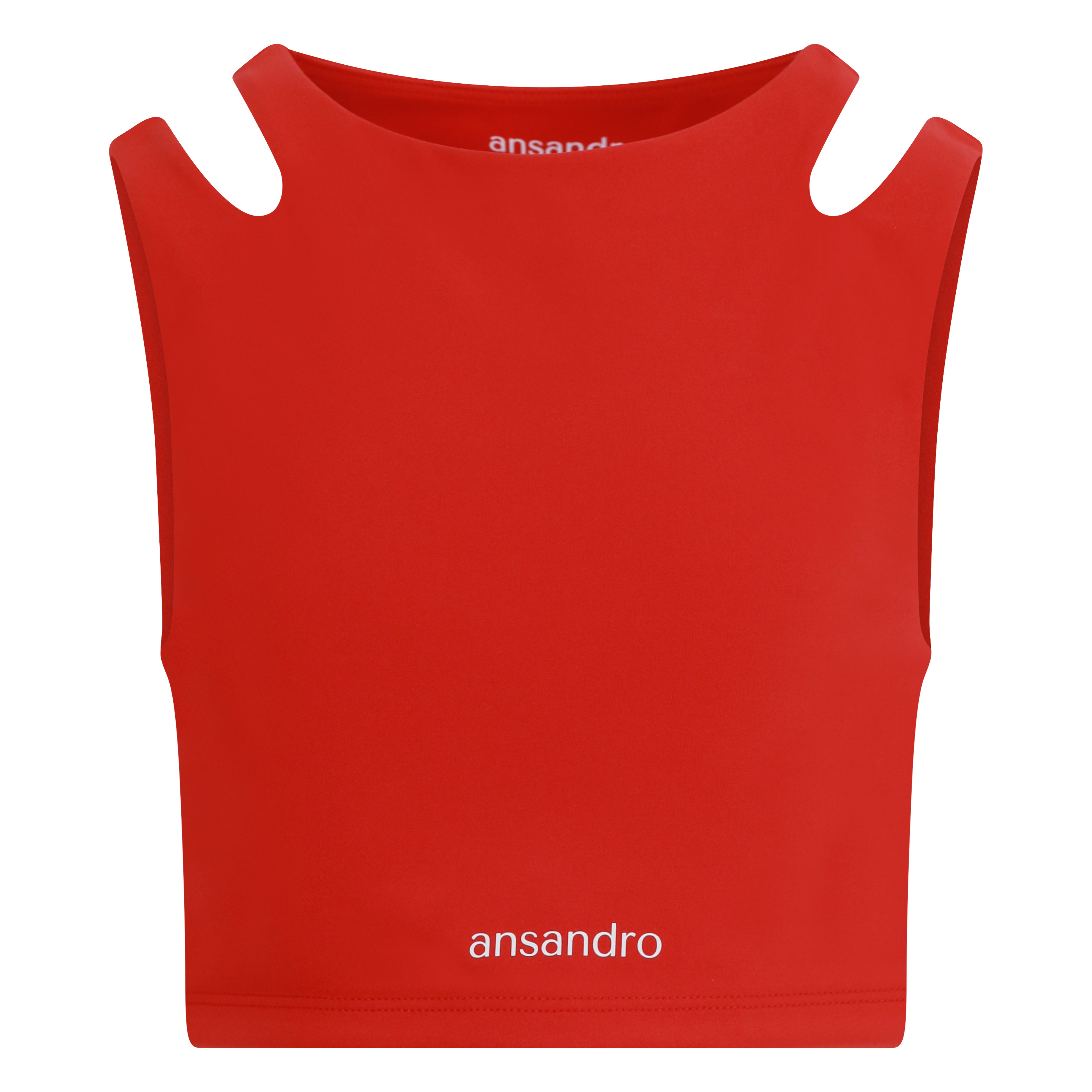 Two-strap cropped girls' tank top for sports, dance, and everyday wear - Red Front View