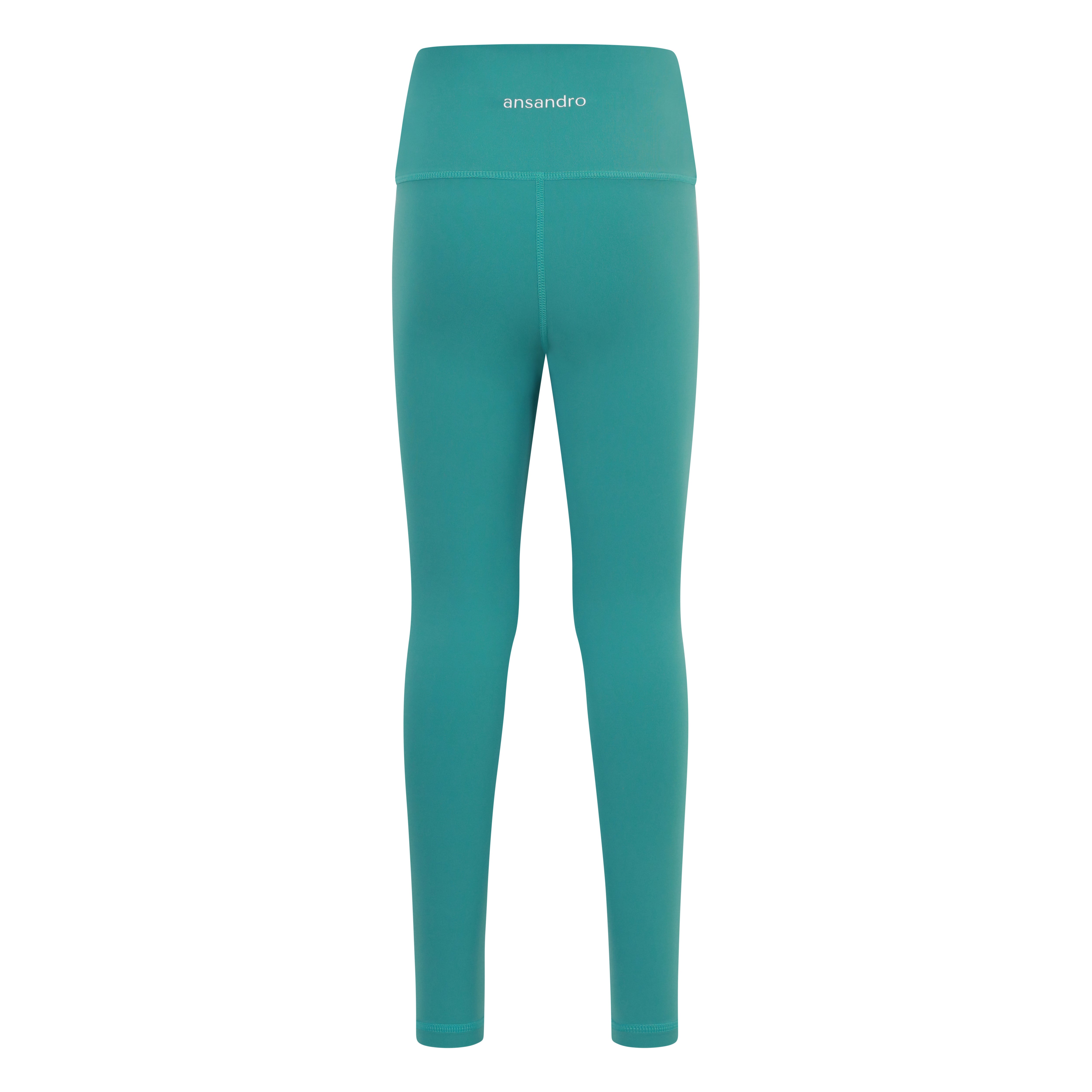 Durable high-waisted leggings for gymnastics, dance, and everyday adventures in Teal back view