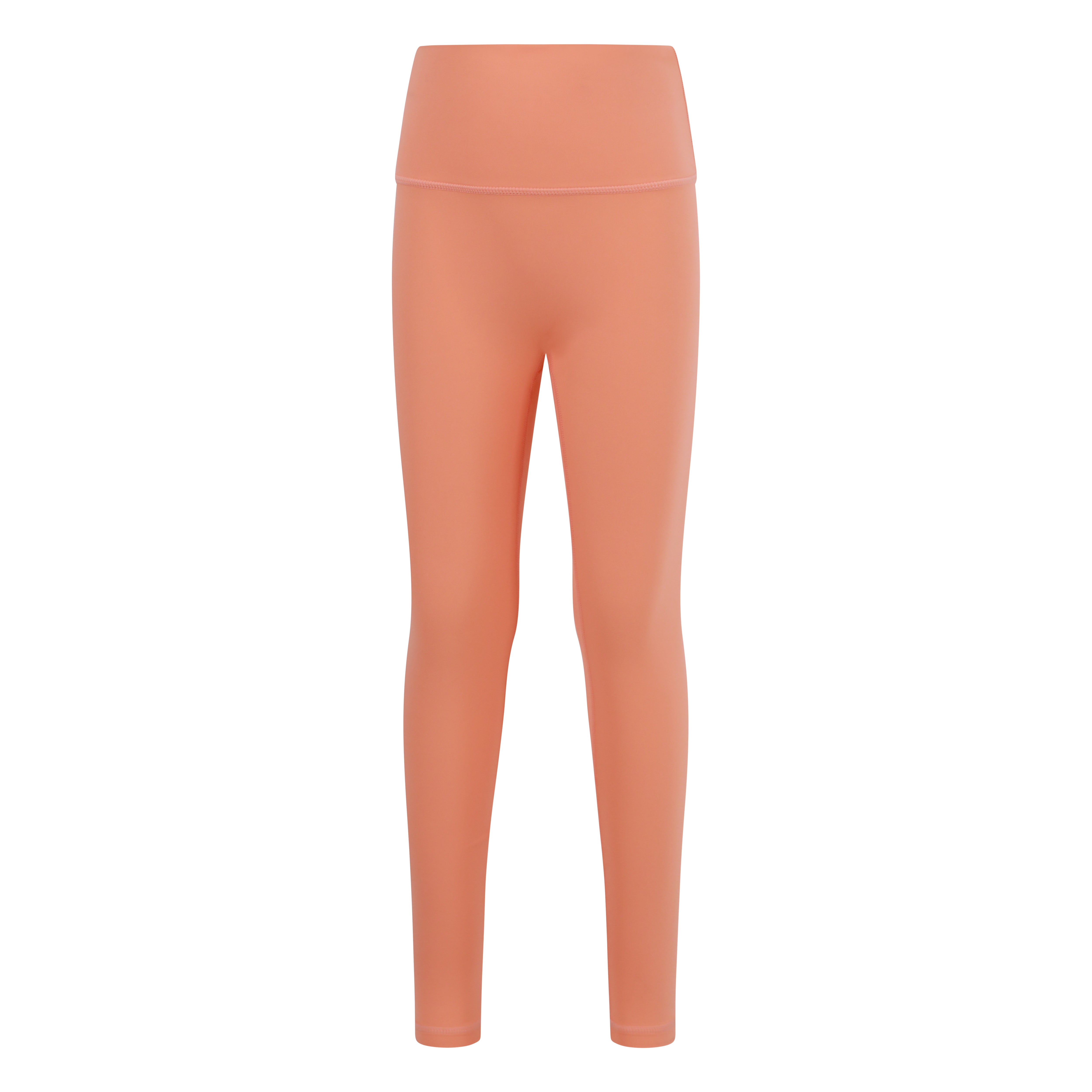 High-waisted leggings for active kids girls aged 5-14 - comfortable and versatile - orange front view