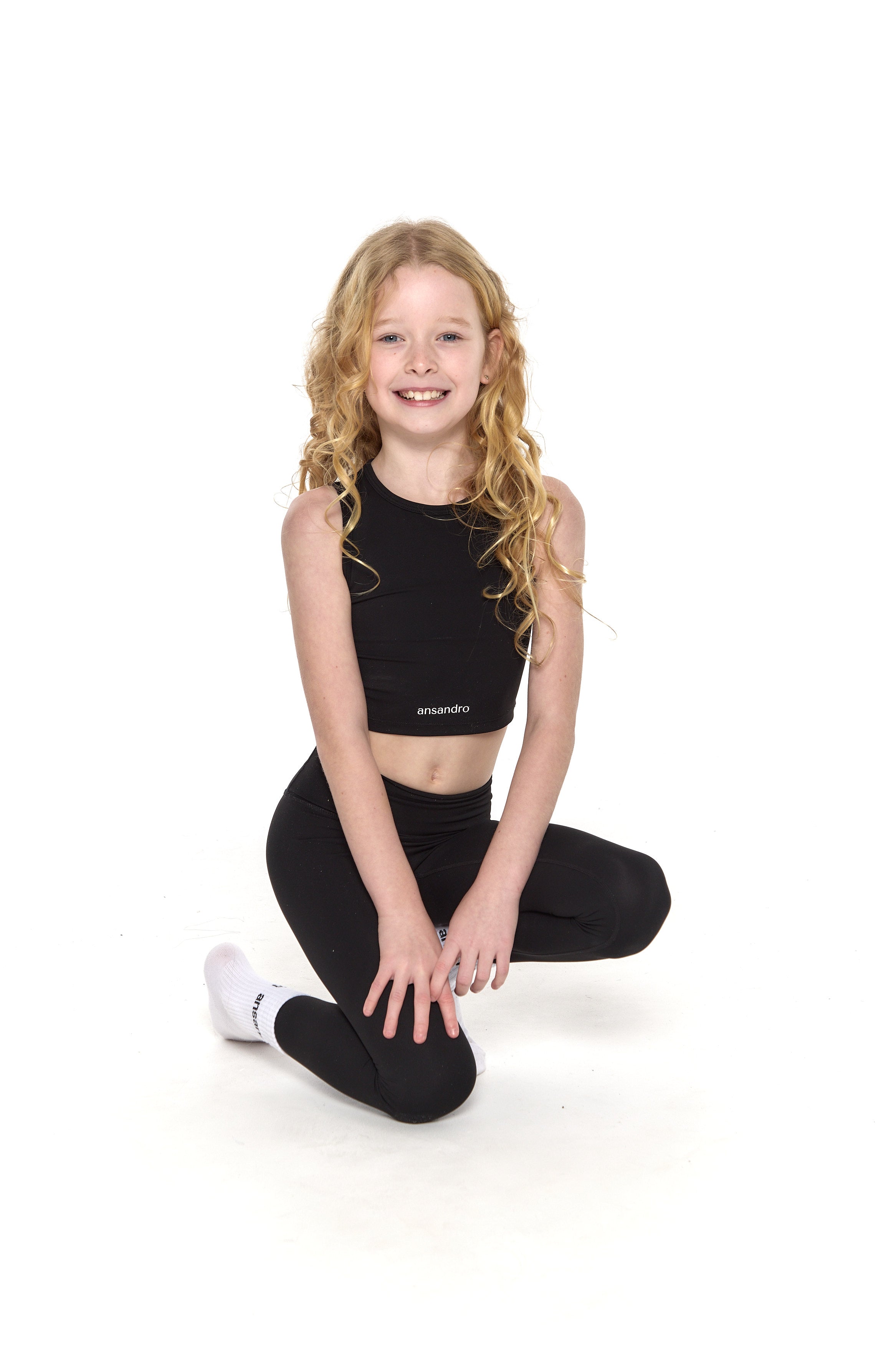 Stylish black high-waisted leggings for girls - perfect for active kids